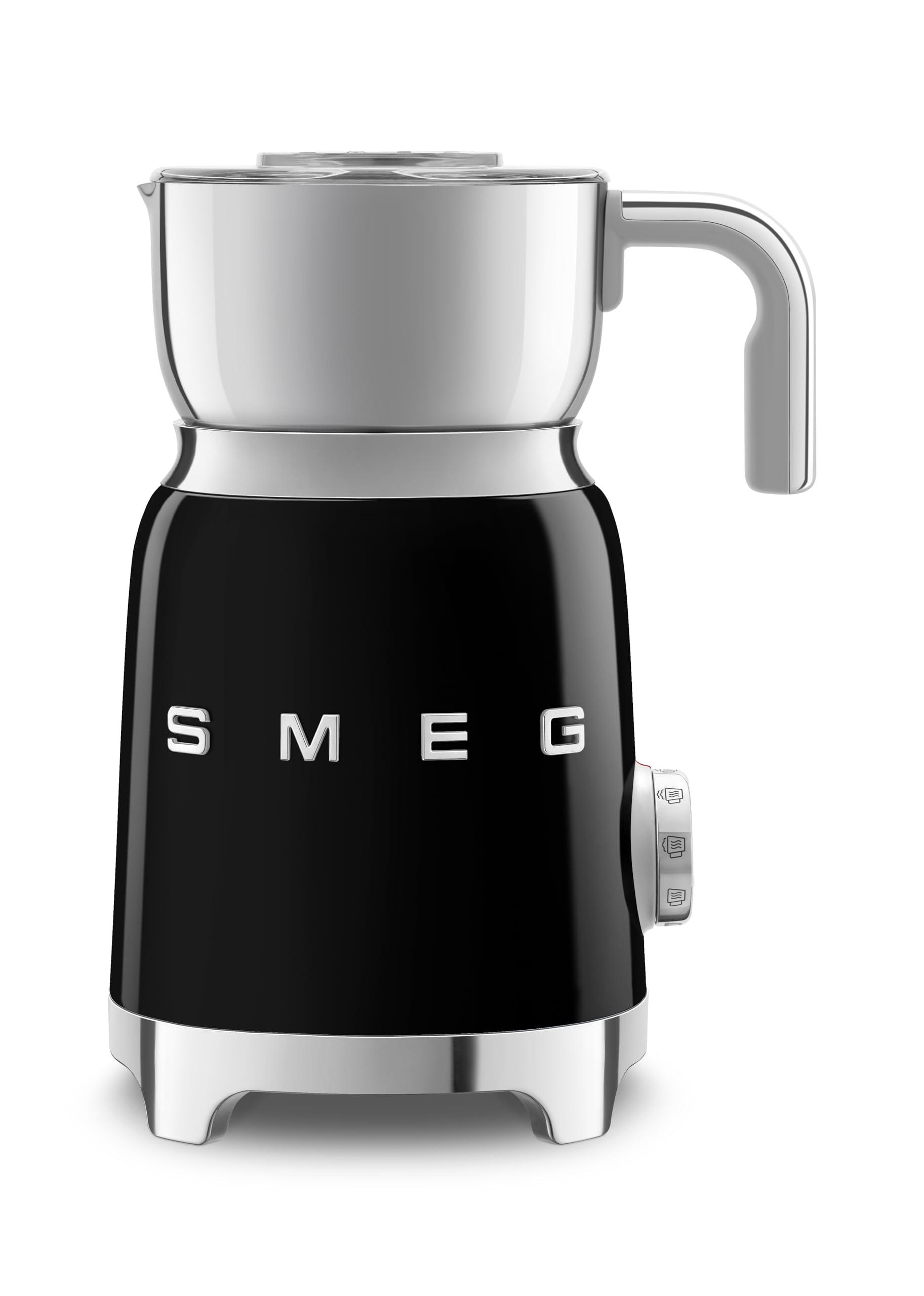 Smeg MFF11BLUK, Retro 50's Style Automatic Milk Frother With 8 Functions, 500 ML Milk Steamer With Hot & Cold Foam Latte, Cappuccino, Warm Milk, Hot Chocolate, Black, 1 Year Warranty