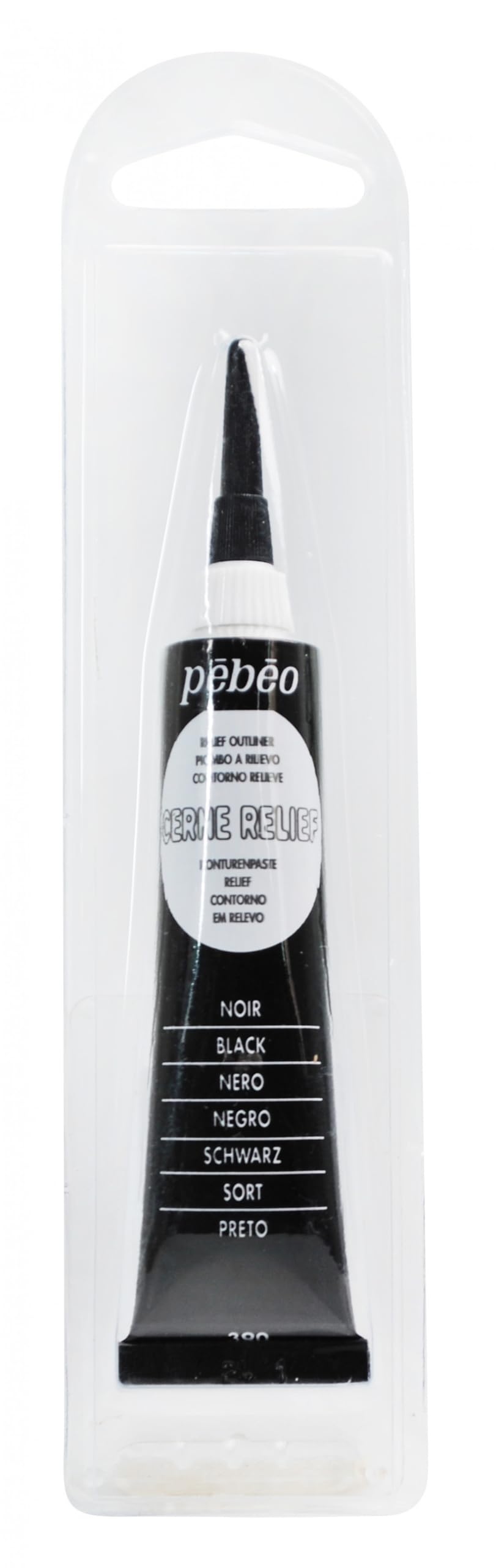 PEBEO 390100 Vitrail Cerne Relief 20 ml Tube in Blister Packaging Black