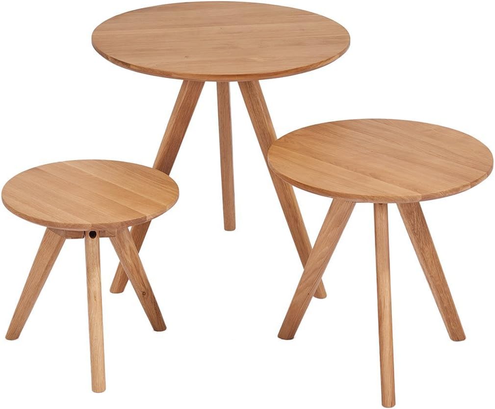 LSCUKOO Clearance Coffee Table Set, Stacking End Side Table with Modern Design (Solid Wood, Set of 3)