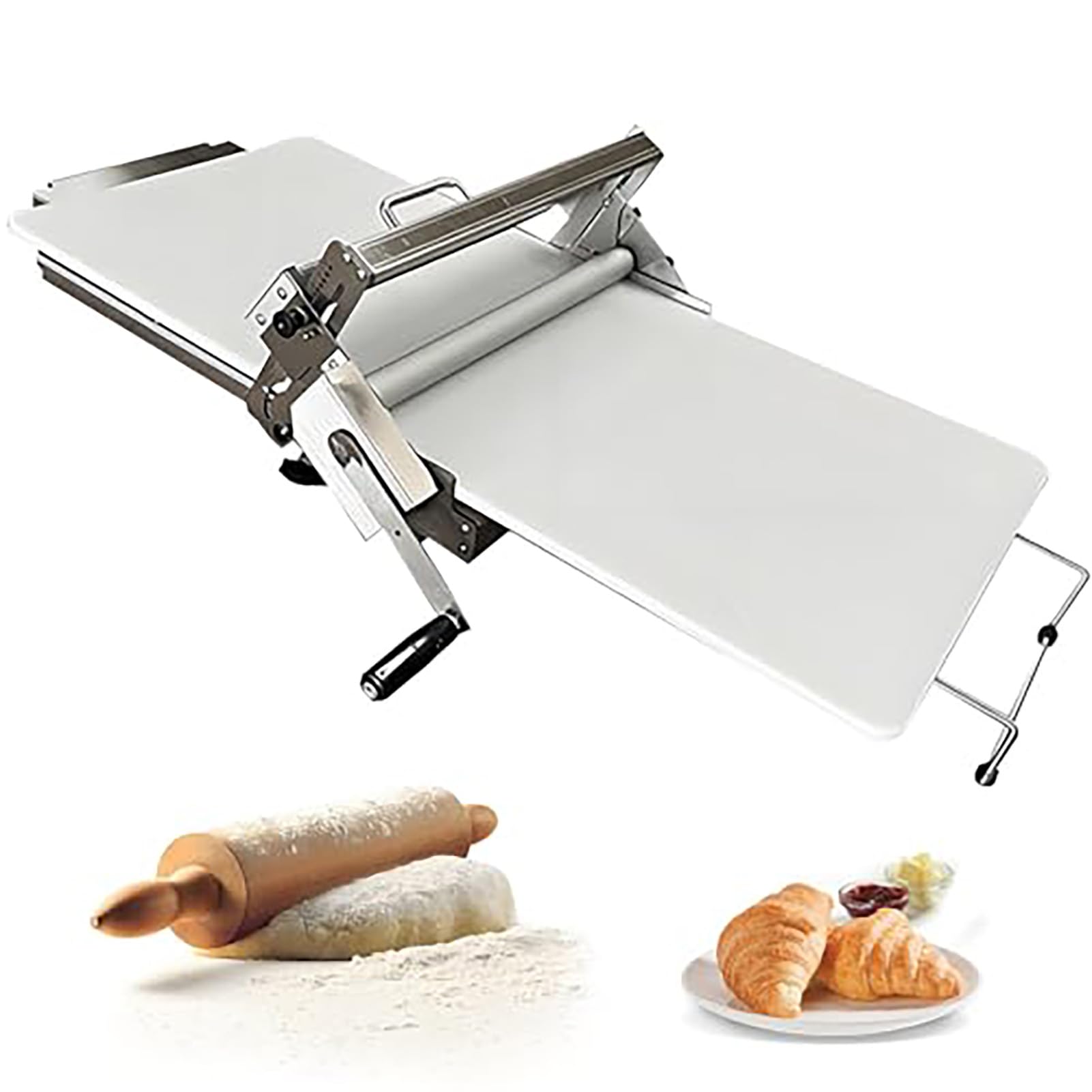 Sfogliatrice Pasticceria Manuale Pieghevole per Panetteria,Pizza,Croissant,Rullo per Pasta in Acciaio Inossidabile Con Spessore Regolabile 0,5-27 Mm,Per Commerciale E Domestico (A, Rs201)