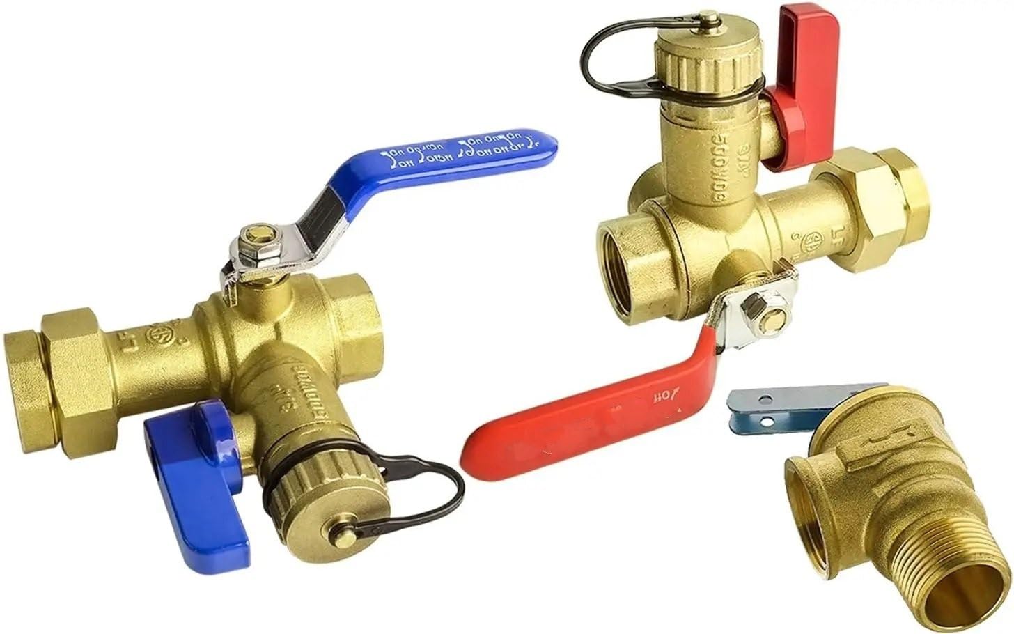 Valvole di sicurezza Kit valvola di servizio per scaldabagno senza serbatoio con valvola di sicurezza IPS da 3/4 di pollice, isolatore in ottone pulito Valvola di Sovrappressione(Blue)