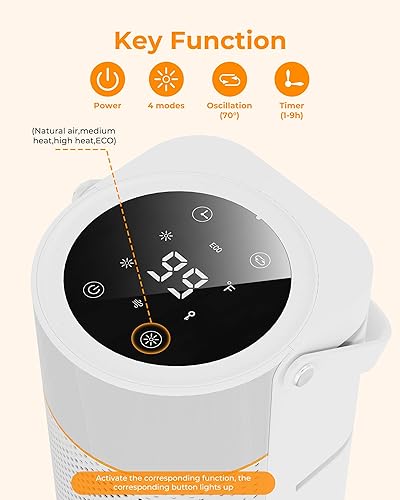 Miniatura 3 de Calentador de espacio calentadores de espacio portátiles de 1500 W para uso en interiores, calentador eléctrico de cerámica PTC con control remoto,