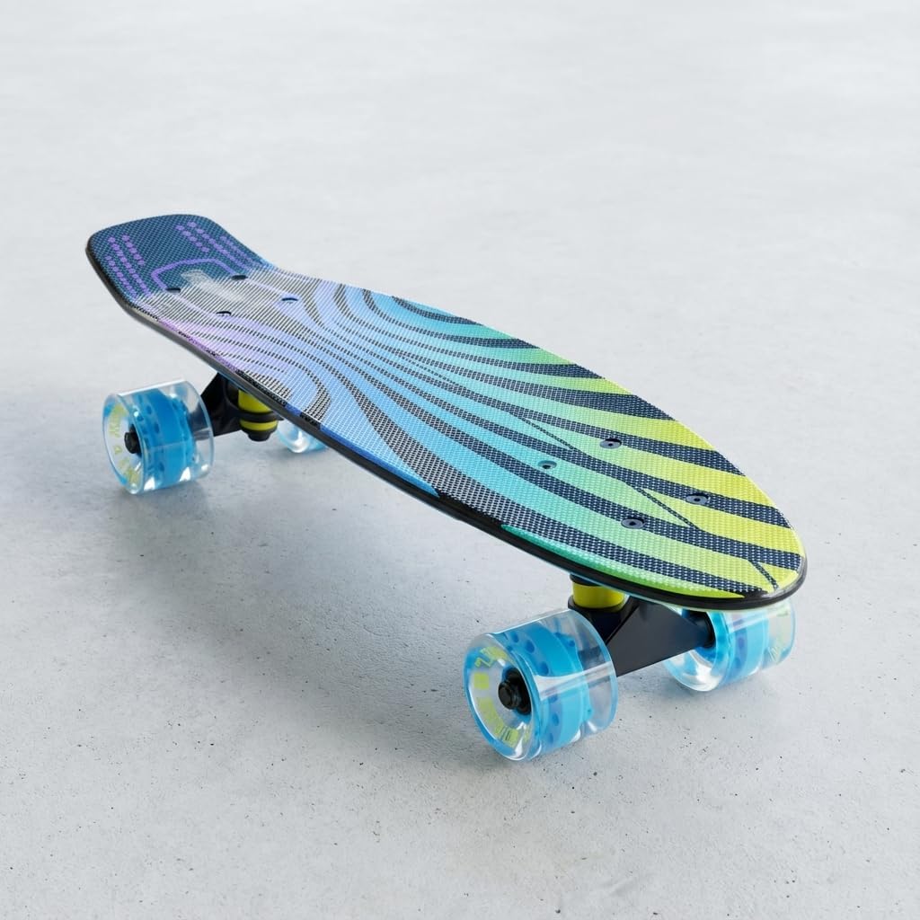 Kids Skateboard 27 Inch Complete Flowboard Skate Board W/Trucks and Light Up Wheels - Custom Scratch Free Graphics Great for Kids, Boys, Girls, Youth and Beginners 27” X 6.25”