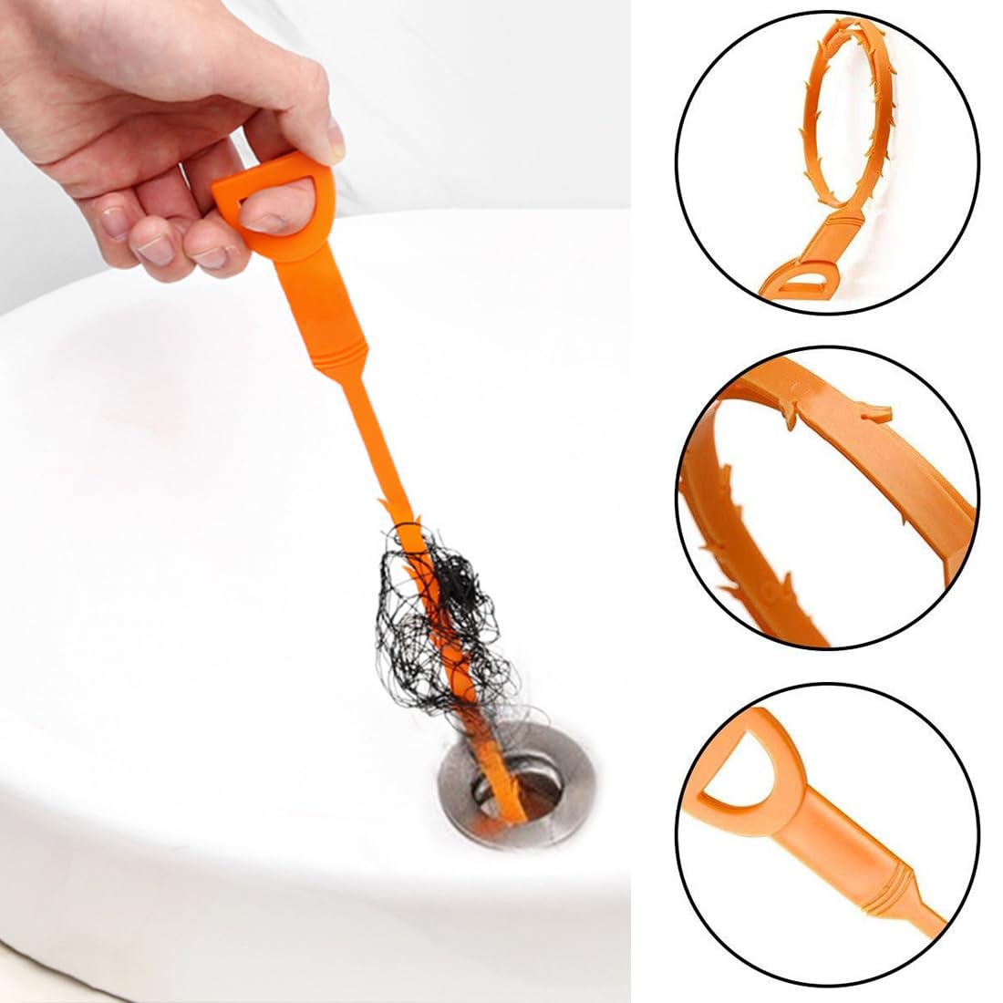 3 Pack 25 Inch Drain Snake,Hair Clog Remover Sink Unblocker Snake,Reusable Shower Drain Unblocker Tool,Drain Snake for Shower,Kitchen,Sink - Image 3