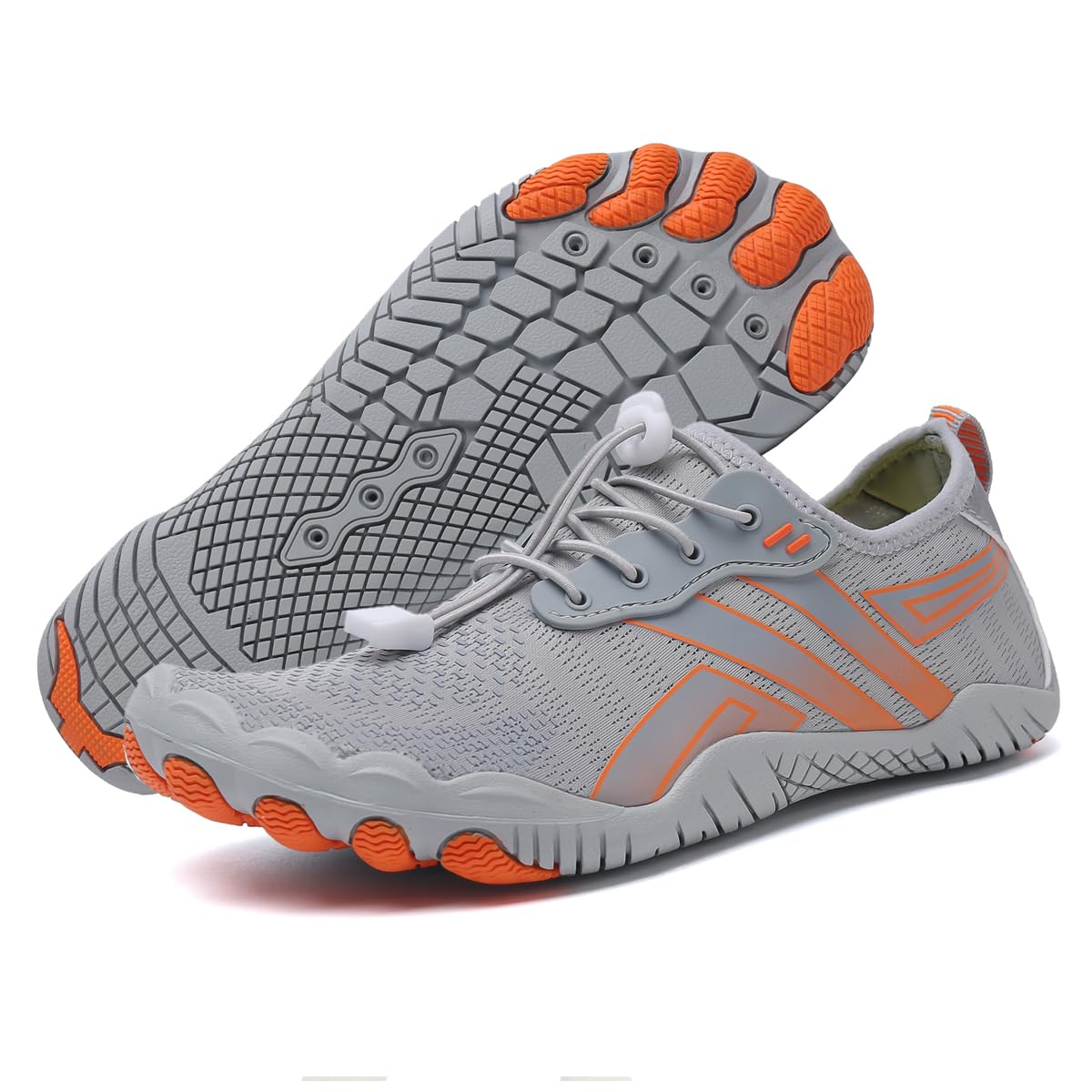 FELOVE Badeschuhe Wasserschuhe Strandschuhe Surfschuhe Barfuß Schuhe,Breathable Schwimmschuhe Hausschuhe Yoga Schuhe für Wassersport für Damen Herren,H-1-Grau,43