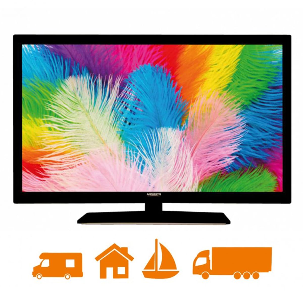 ANTARION LED zestaw TV 22" 55cm Full HD 12V Car kempingowy + uchwyt TV z podwójnym ramieniem