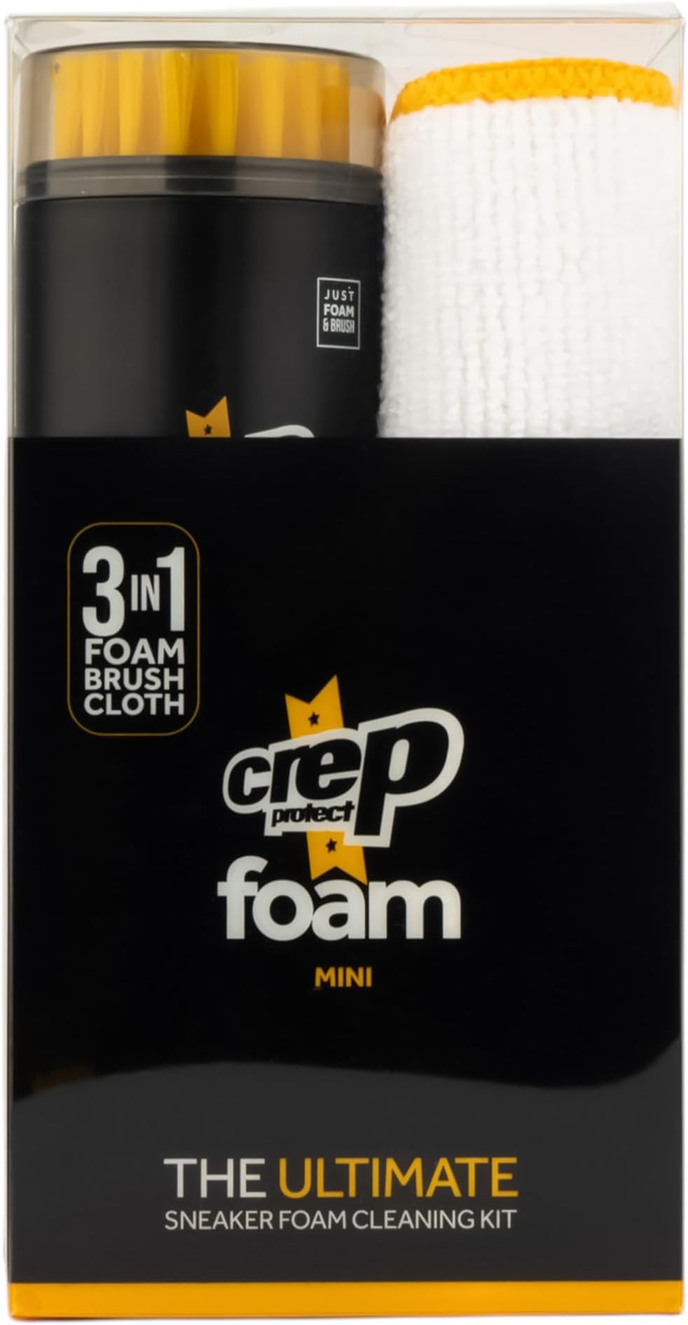 Foam Mini Shoe Cleaner - On the Go Sneaker Cleaning Foam with Built In Brush & Microfiber Cloth - Quick & Travel Size Cleaner