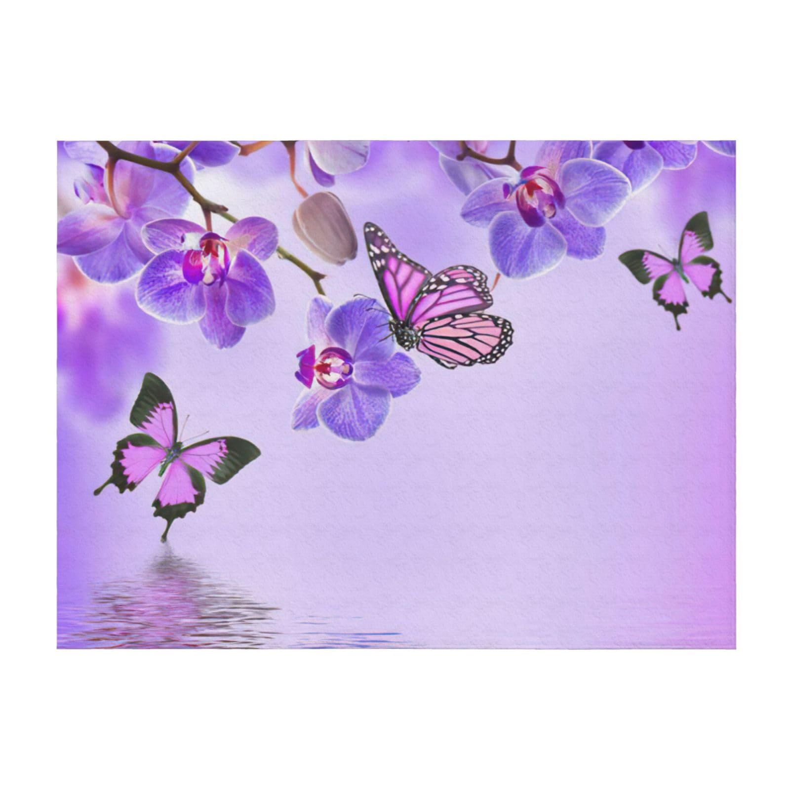 Couverture papillon violet haut de gamme pour lit et fauteuil