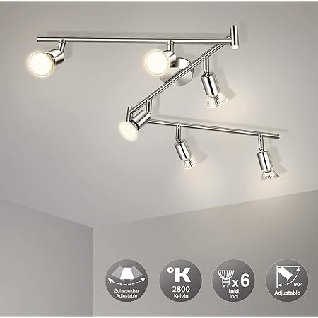 Faretti LED Da Soffitto Wowatt 4 Luci - Orientabili, Nero, Bianco Freddo 6000K, GU10, Per Interni - Foto 6