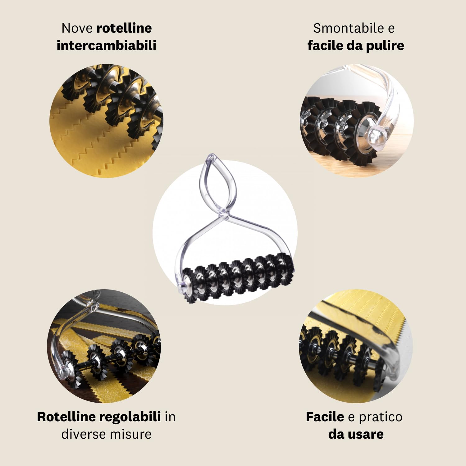Pastabike, Le Coupe-Pâtes Réglable avec Neuf Roulettes Interchangeables!