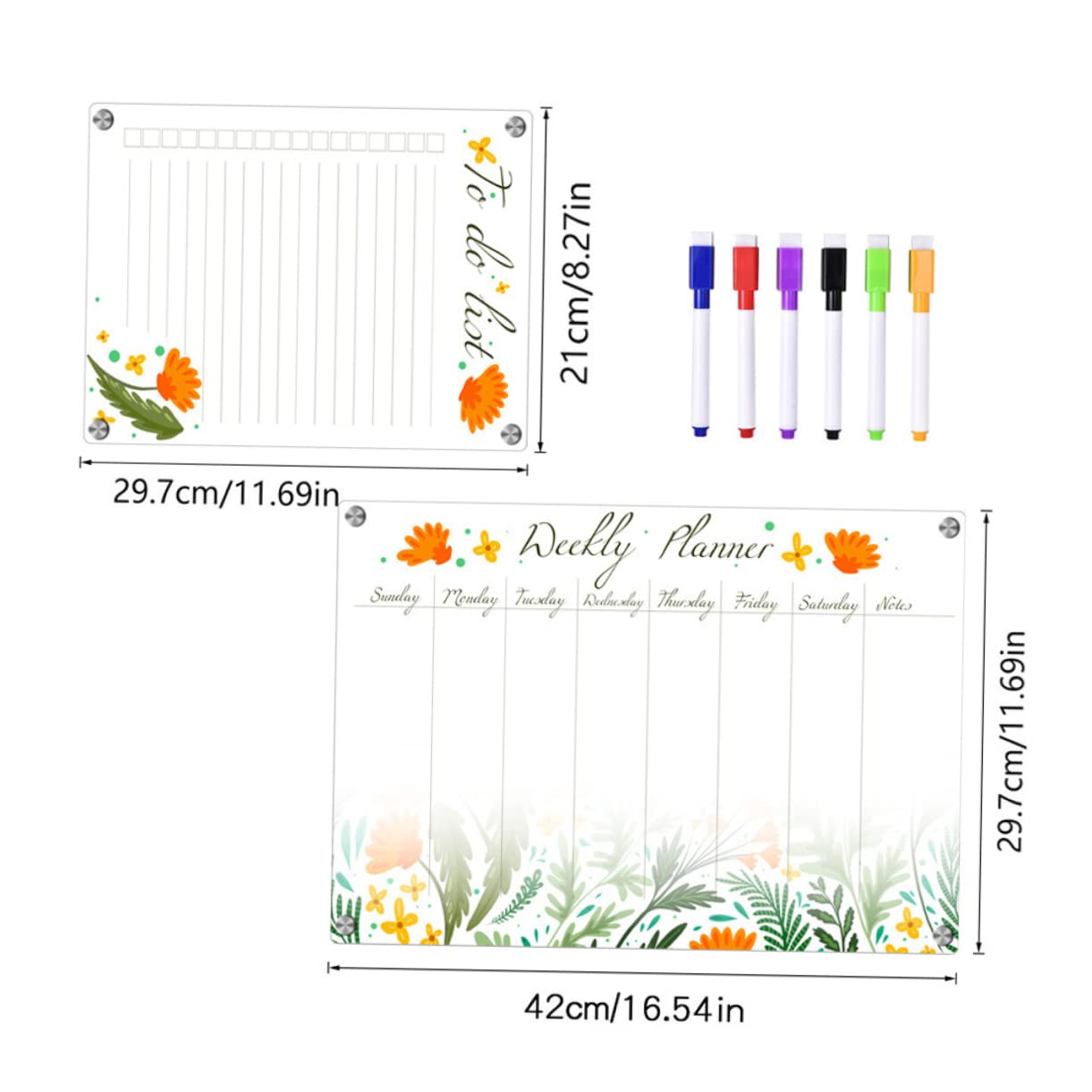 OSALADI Lavagna Magnetica Trasparente Per Frigorifero Planner Cancellabile Secco Riutilizzabile Per Note e Promemoria Calendario Settimanale Organizer Per Casa e Ufficio
