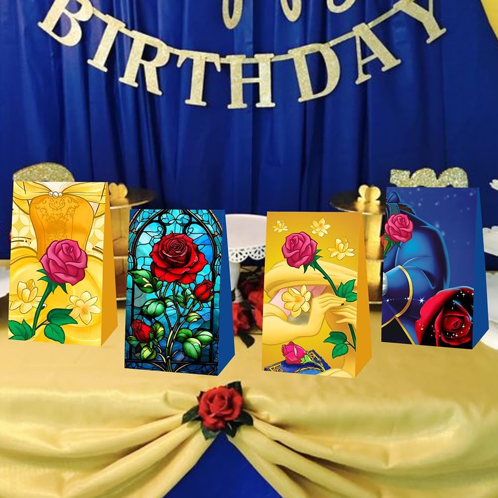 FFGJA 12pcs Princess Beauty Birthday Party Gift Bags Goodie Bags,Princess Beauty Party Supplies for Kids Birthday Decorations - Image 6