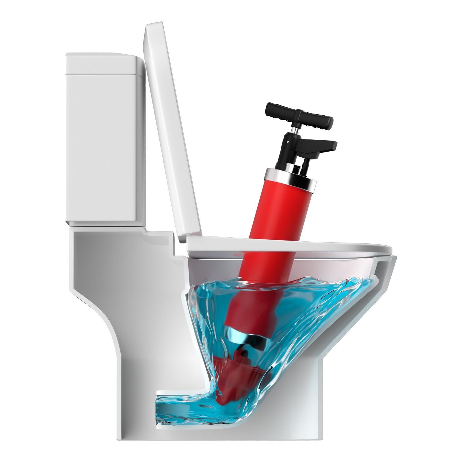 Desatascador Tuberias a Presión de Alta, Tuberías de Aire Comprimido de Alta Presión con Barómetro, para Desatascar del Inodoro, Lavabo, Bañera, Piso