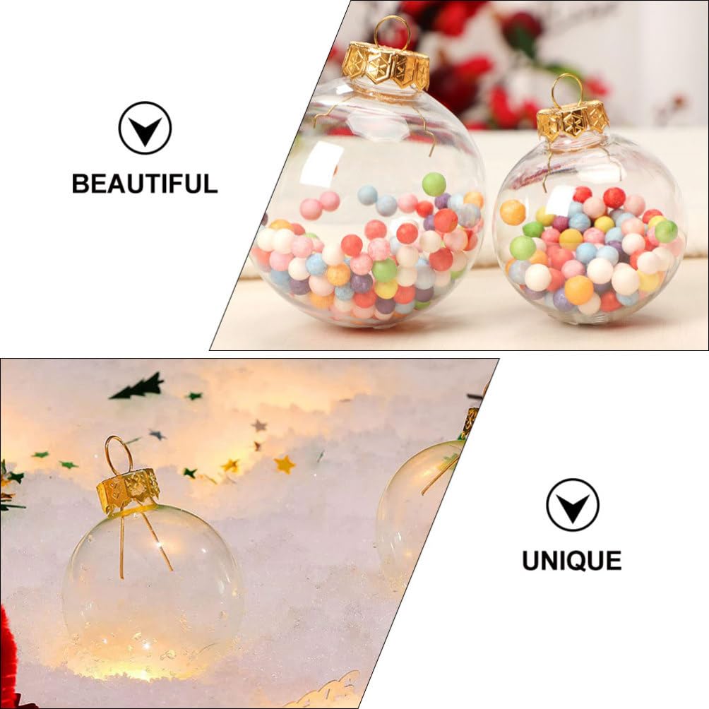 BESPORTBLE Bolas transparentes rellenables: 12 adornos colgantes de bolas de Navidad de plástico, bola colgante redonda de 3.93 pulgadas, color dorado