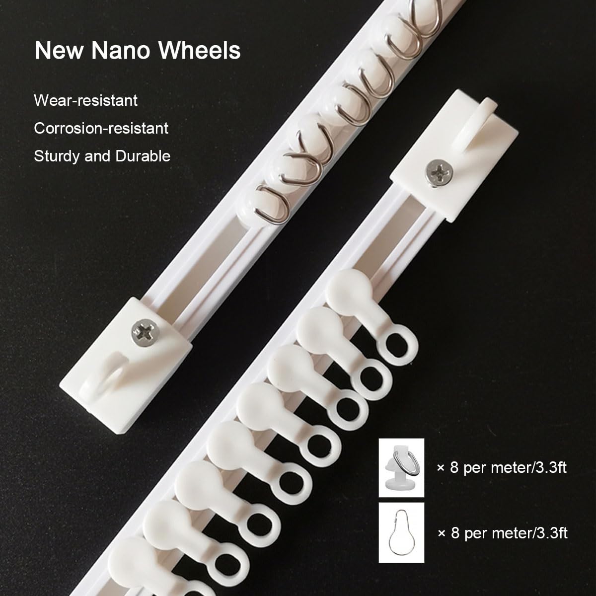 Tringle à rideaux auto-adhésive réglable 0,4 m à 8 m sans perçage Fixation plafond ou mur Idéal pour douches et cloisons de séparation de pièce Blanc 5,2 m