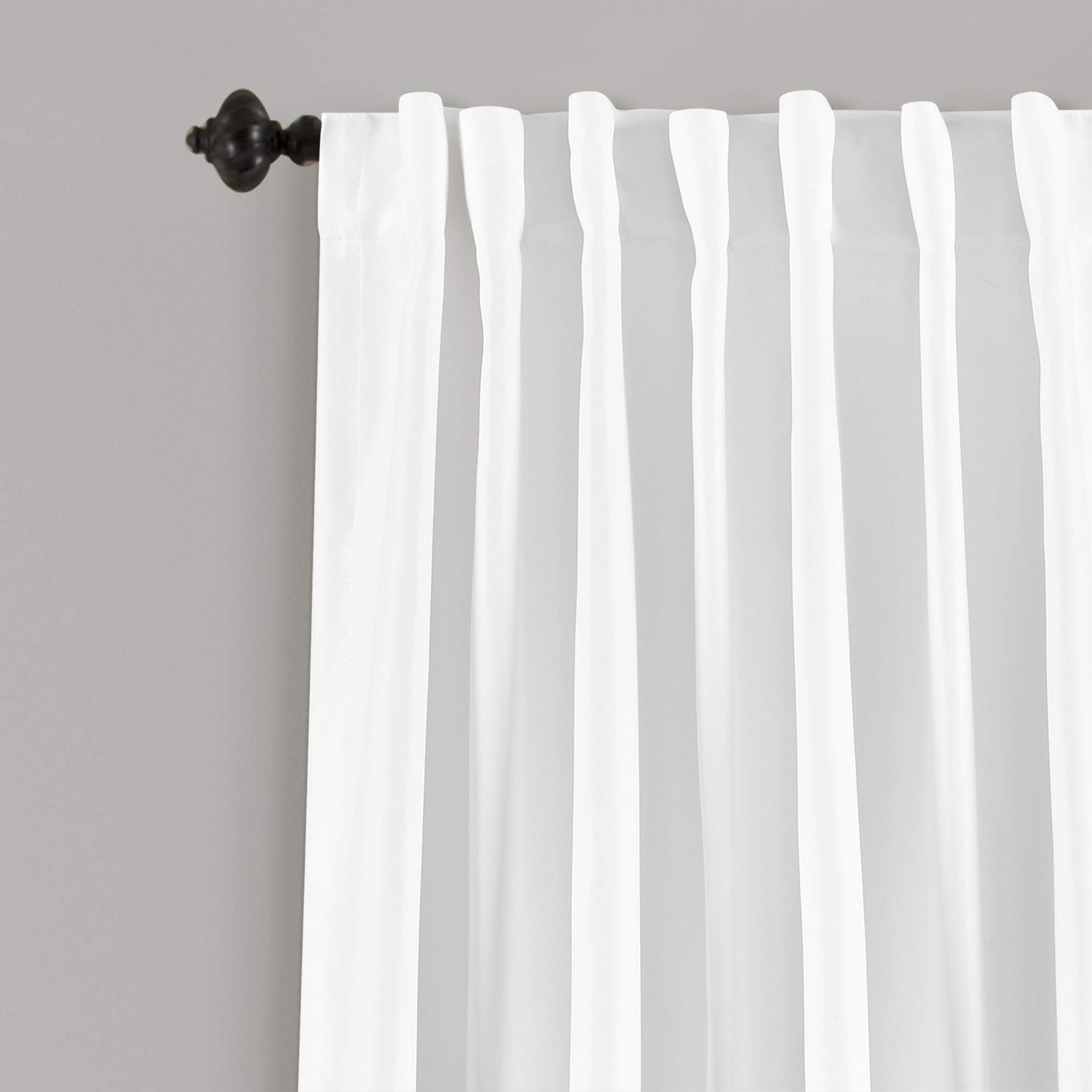 Lush Decor Zuri Flora Light Filtering Window Curtain Panel Pair, 52" W x 84" L, White & Black, W 52" x L 84" (2 Panels) - Image 2