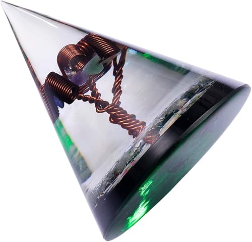 Miniatura 3 de Rockcloud Pirámide de orgón de cristal curativo, con árbol de la vida de alambre de cobre, generador de energía de cristales para meditación,