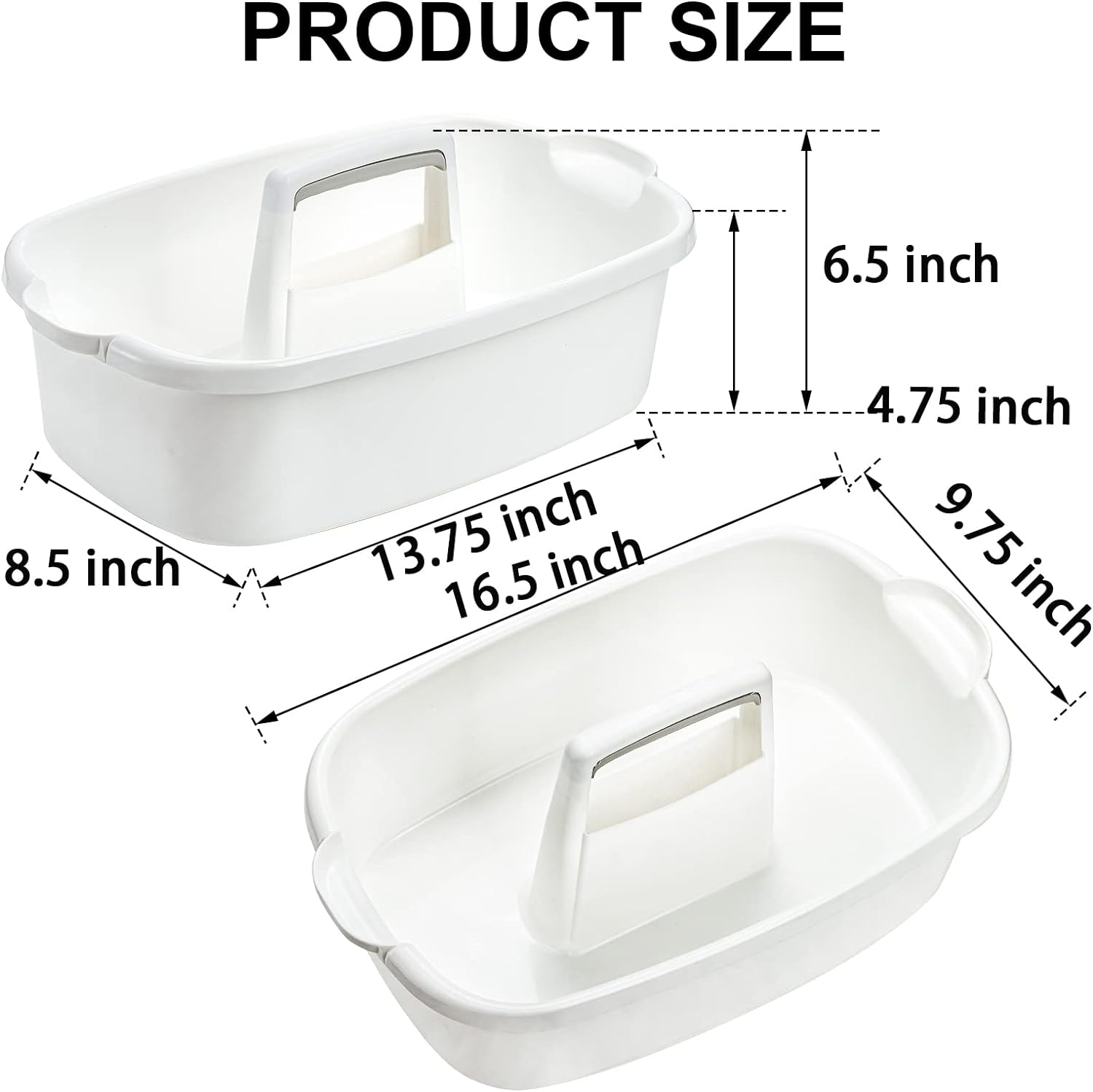 TOPZEA 2 Pack Cleaning Supplies Caddy, Large Plastic Cleaning Supply Organizer Bucket with Handle Portable Housekeeping Shower Tote Caddy Under Sink Tool Storage Baskets for Dorm, Bathroom, Household