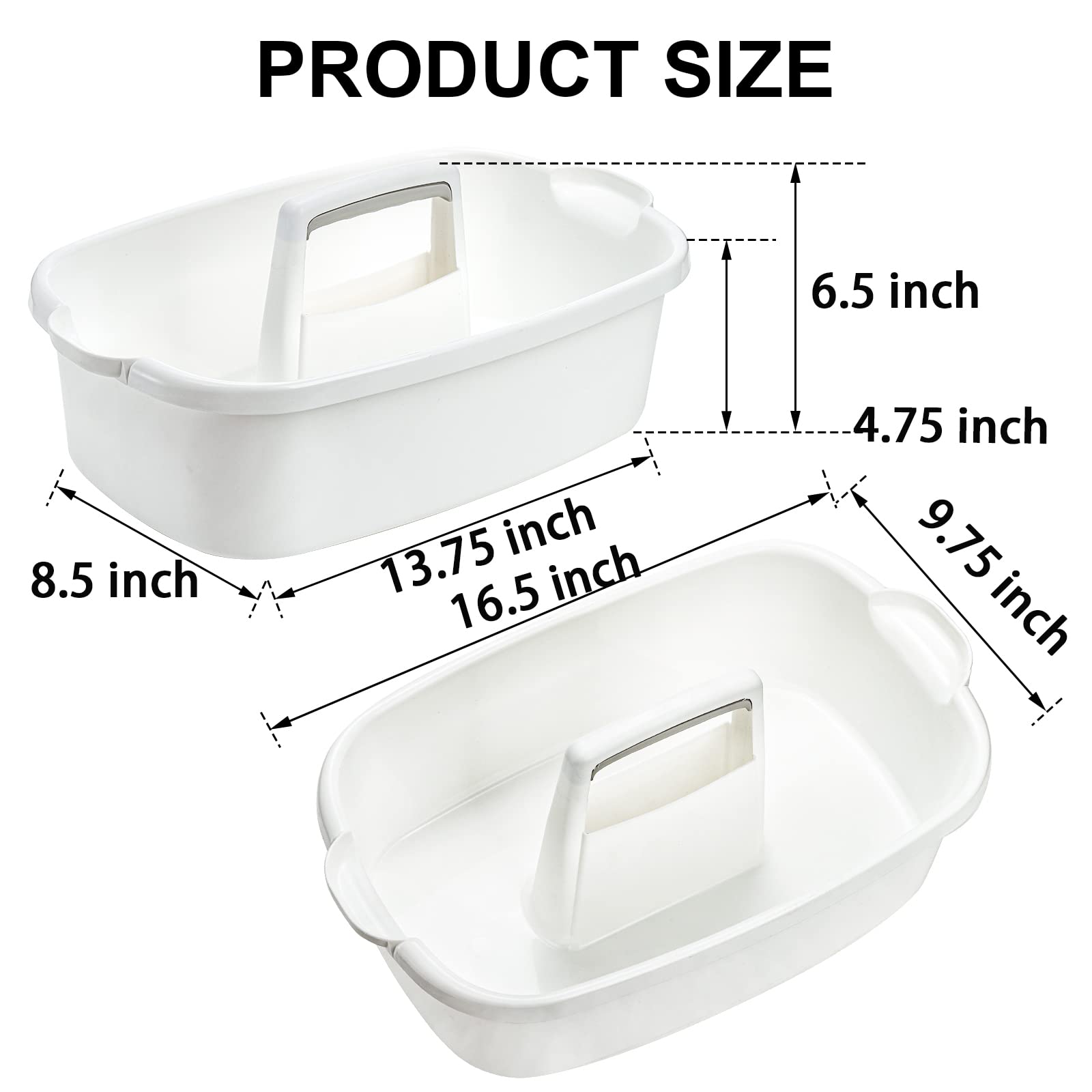 TOPZEA 2 Pack Cleaning Supplies Caddy, Large Plastic Cleaning Supply Organizer Bucket with Handle Portable Housekeeping Shower Tote Caddy Under Sink Tool Storage Baskets for Dorm, Bathroom, Household