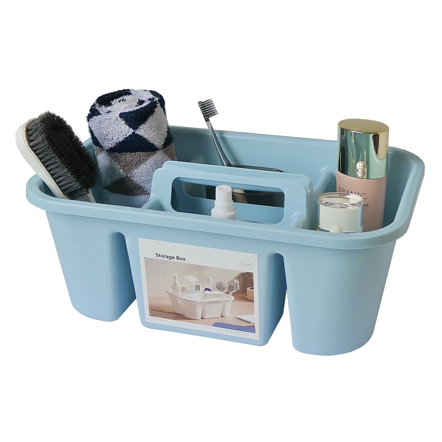 MINDFARGE Portable Shower Caddy Basket with Compartments Plastic Divided Cleaning Supplies Organizer with Handle Multi-Purpose Organizer for Bathroom