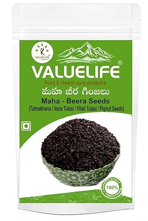 VALUE LIFE Mahabeera seeds 300G (Beera Ginjalu) Vana Tulsi -Pignut-Vilati Tulasi, Bhustrna,