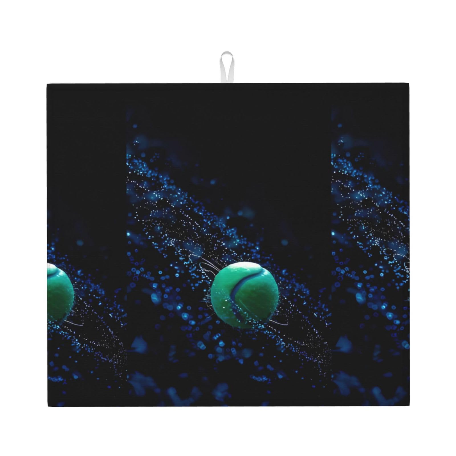 HJFCZH tennis Prints Kitchen Drying Mat - Absorbent Dish Drying Throw with Vibrant Prints, Quick-Dry Countertop Layer for Dishes & Appliances - Non-Slip & Foldable