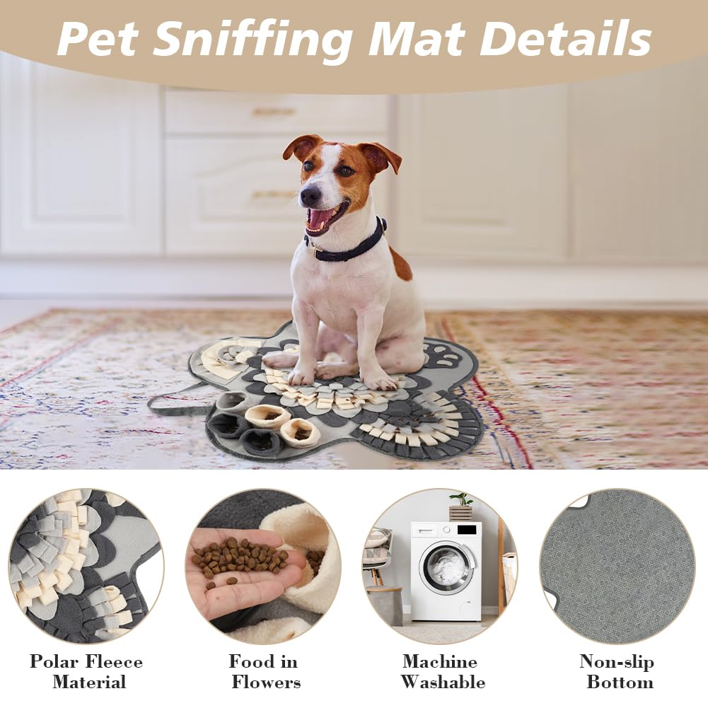 OSDUE Alfombra Olfativa Perros Lavable a Máquina Snuffle Mat para Perros Portátil Interactiva Almohadilla Olfatear Mascotas Estera de Alimentación Lenta para Mascotas Entrenamiento de Forrajeo-Flores