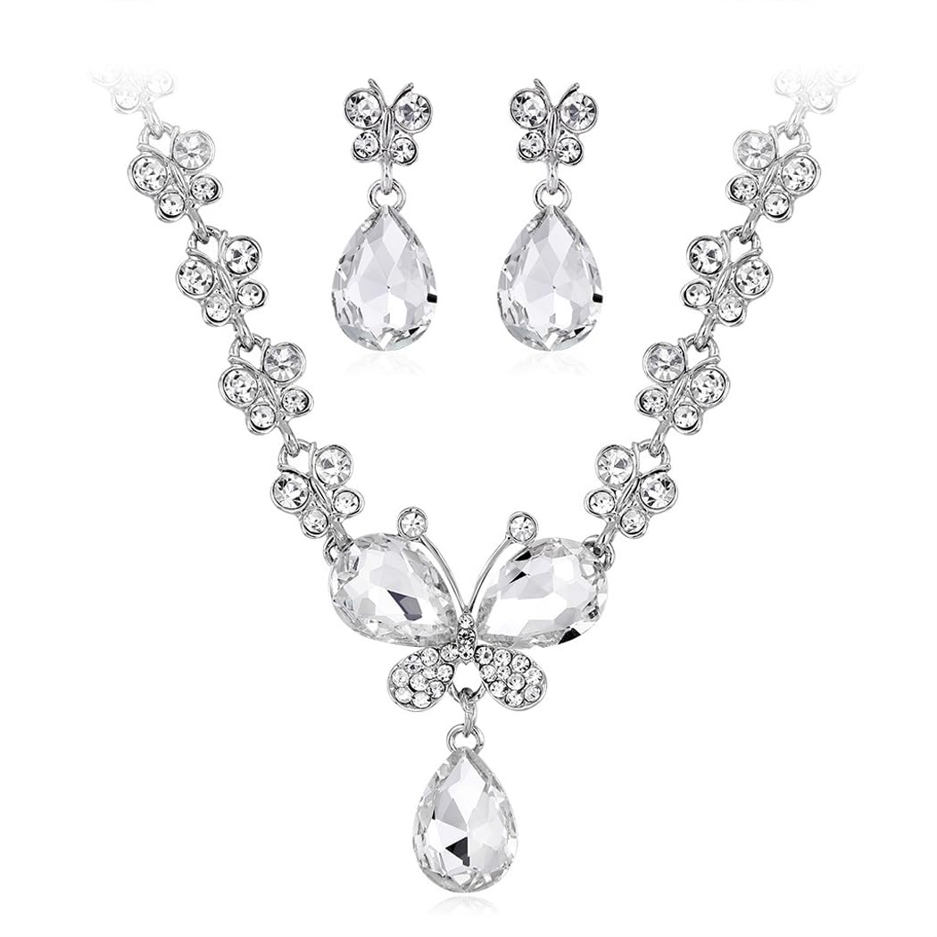 Shining Diva Fashion Latest Stylish Fancy Crystal Diamond Necklace Jewellery Set for Women (15218s) (White) (B0CCLGKQKP) Amazon Price History, Amazon Price Tracker