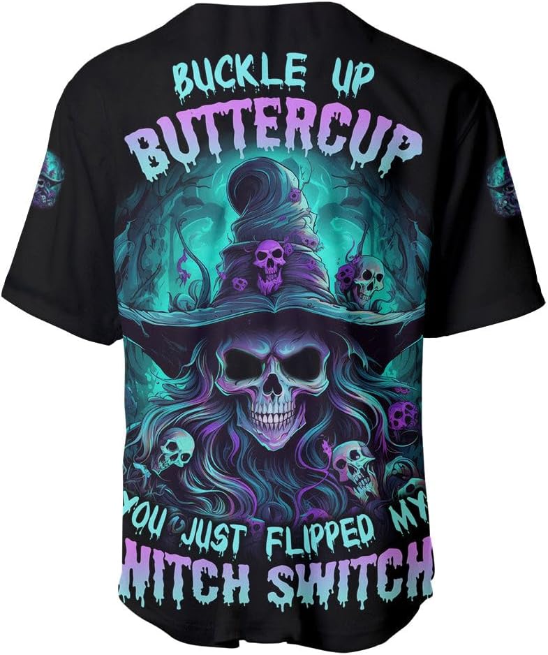 Halloween Baseball Skull Jersey, Gothic Clothes Jersey Shirts for Women Men, Spooky Horror Jersey Unisex Skull Apparel