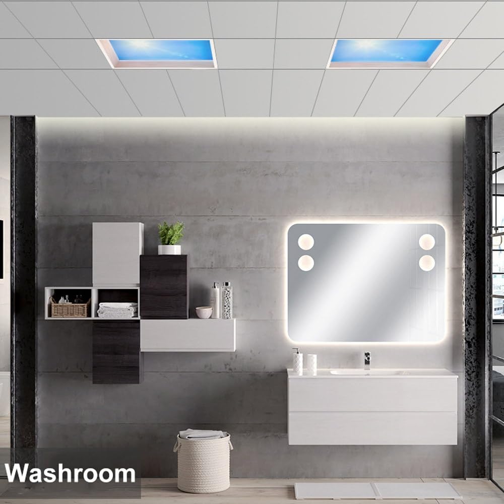 Lampa sufitowa Blue Skylight z możliwością przyciemniania, rytm biologiczny symuluje napromieniowanie światłem słonecznym, 3000–6000 K, lampa montowana blisko sufitu do piwnicy, salonu i przedpokoju