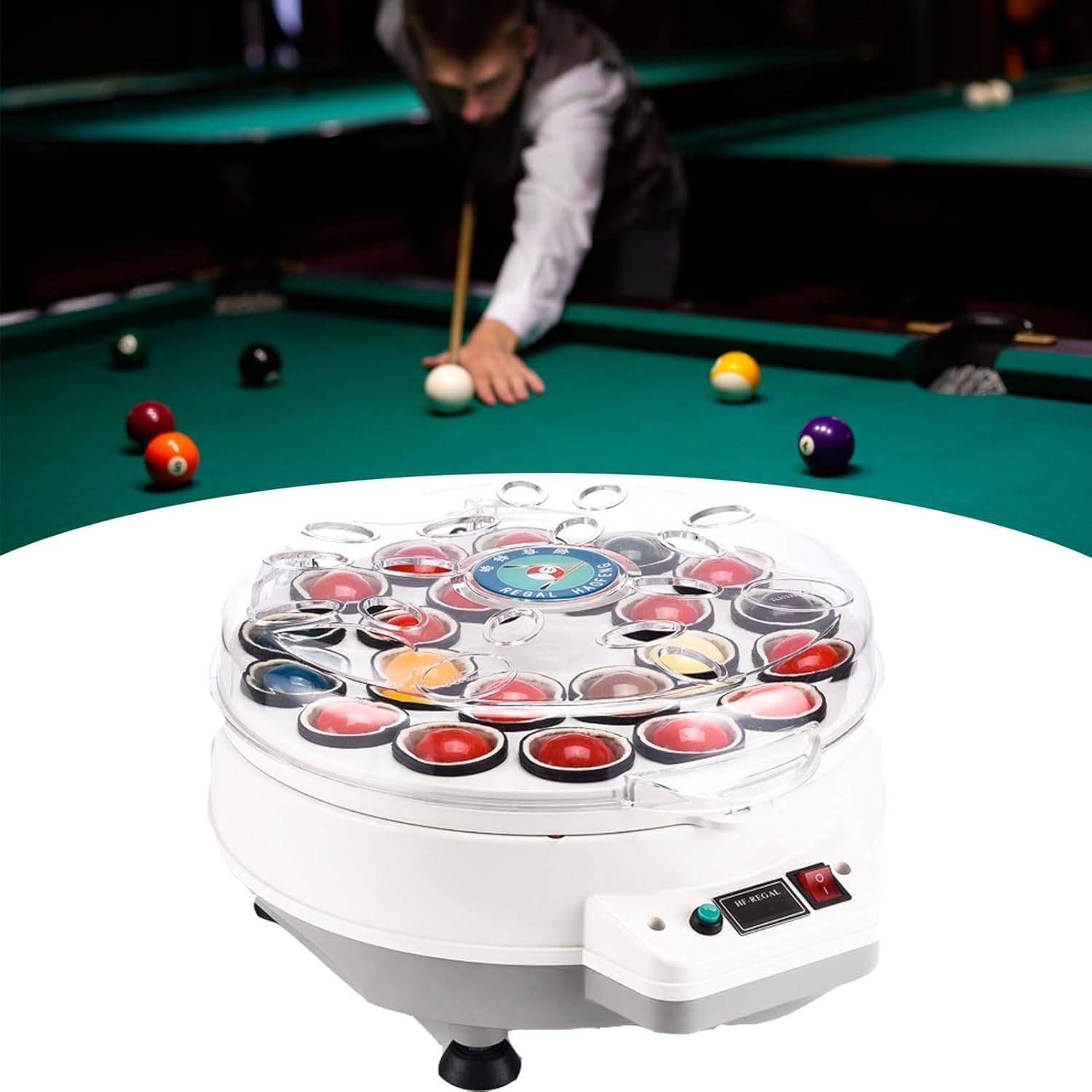LHUITUI Pool Ball Cleaner And Polisher Machine, Automatic Billiard Ball Polishing Cleaning Machine, Electric Billiard Balls Cleaner, Wool Loops, 180W Motor, For Billiard Snooker Sets 22balls