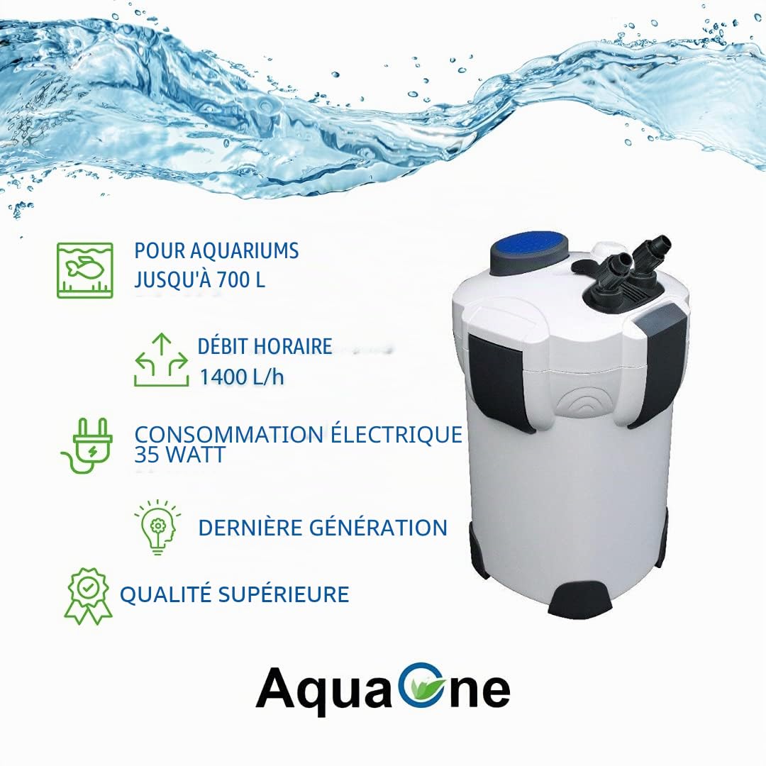 SunSun Filtre extérieur pour aquarium Filtre 1400 L/H à 700L Bac + Filtre Matériau