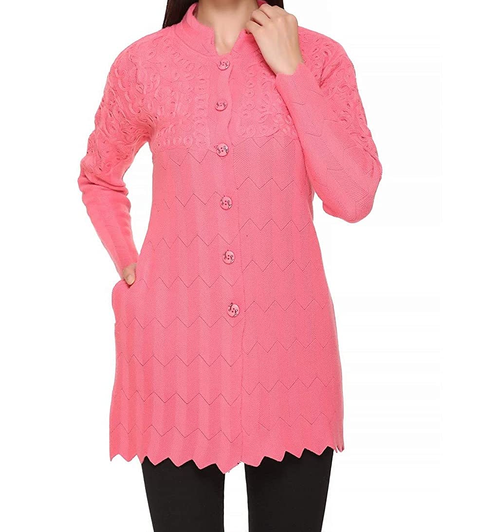 lady willington Women's Wool Round Neck Cardigan (FRONTLONGKADAIBAND_Pinky Magenta_M)-picture-50