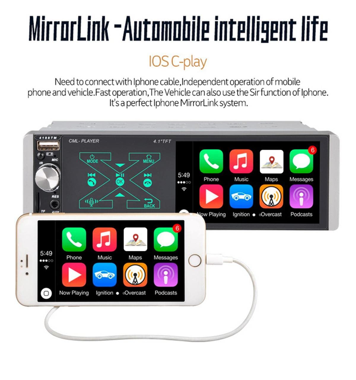 Lingote único MP5 Bluetooth Smart AI Voice Reproductor de Pantalla capacitiva 4188TM