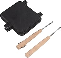 Vista 2 de Alvinlite Sartén de doble cara con revestimiento antiadherente, máquina de sándwiches de prensa, sartén de doble cara con mango de madera, máquina