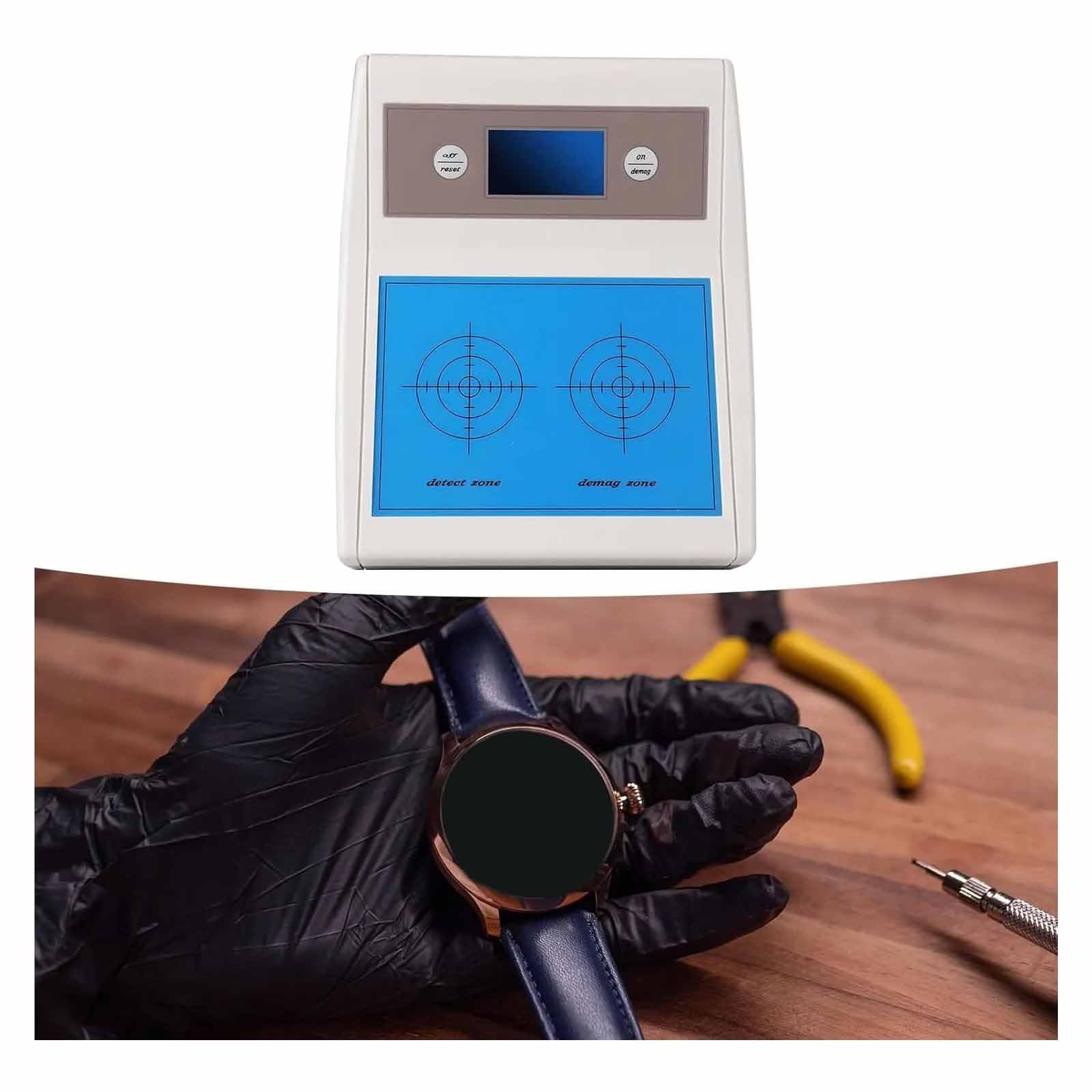 MObyat Smagnetizzatore Elettrico per Orologi, Rilevatore di Magnetismo Professionale con Display LCD, Funzionamento Rapido Tramite Pulsante, Magnetizzazione Rapida in 5 Secondi, per Casa E Studio.