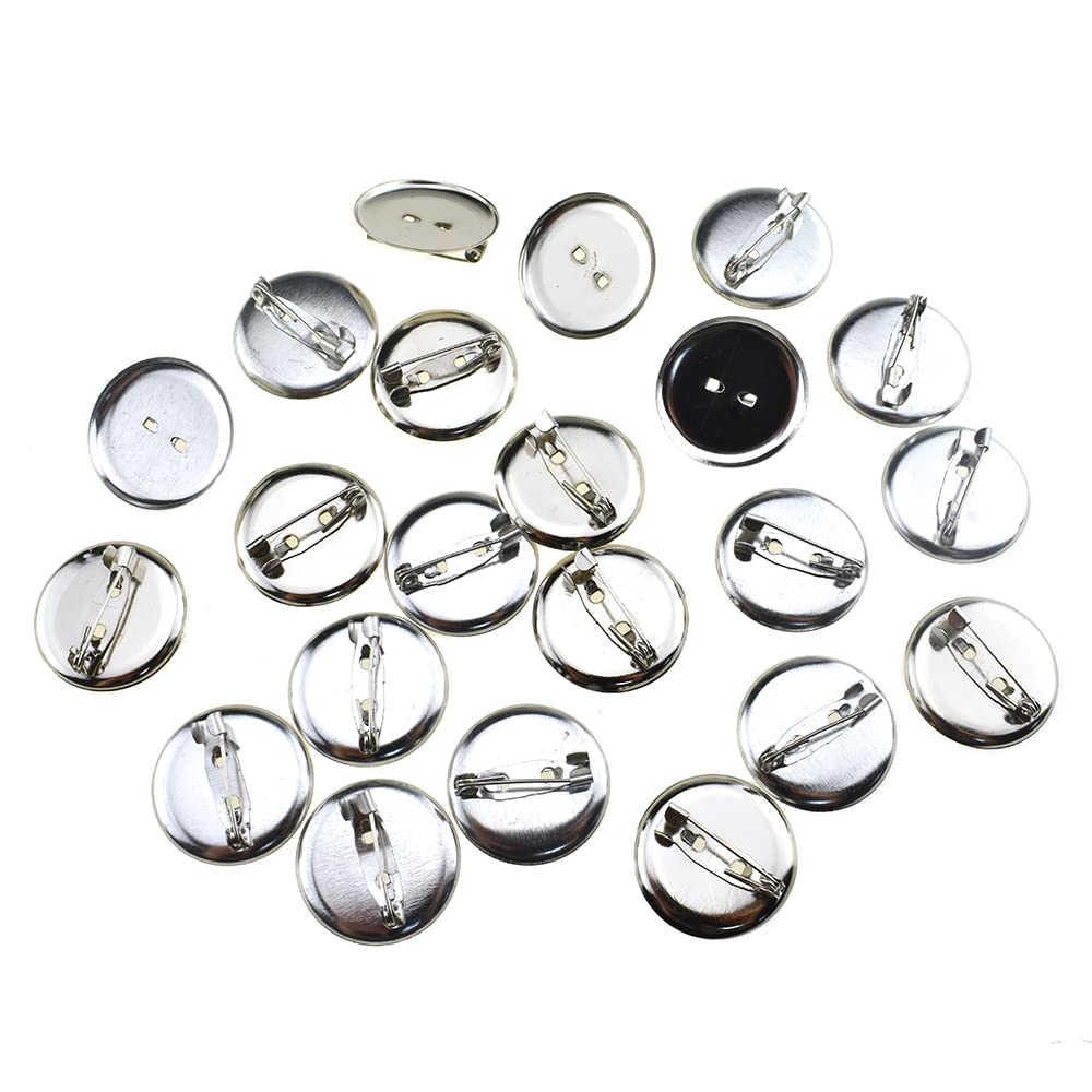 Odinest 25mm Diameter Blank Brooch Clasp Pin Lock Sturdy Flat Smooth Surface Easy Apply Customize Metal Cabochon Disk Base Bezel Trays Backs Silver 30 PCS for DIY Craft Badge Corsage Jewelry Making