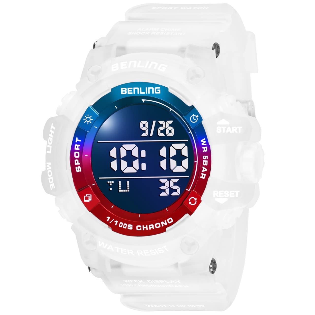 Benling Mens Digital LED Screen Silicon Strap Wrist Watch for Men and Boys, Multicolor Dial with White Strap (B0BVZZ7MS9) Amazon Price History, Amazon Price Tracker
