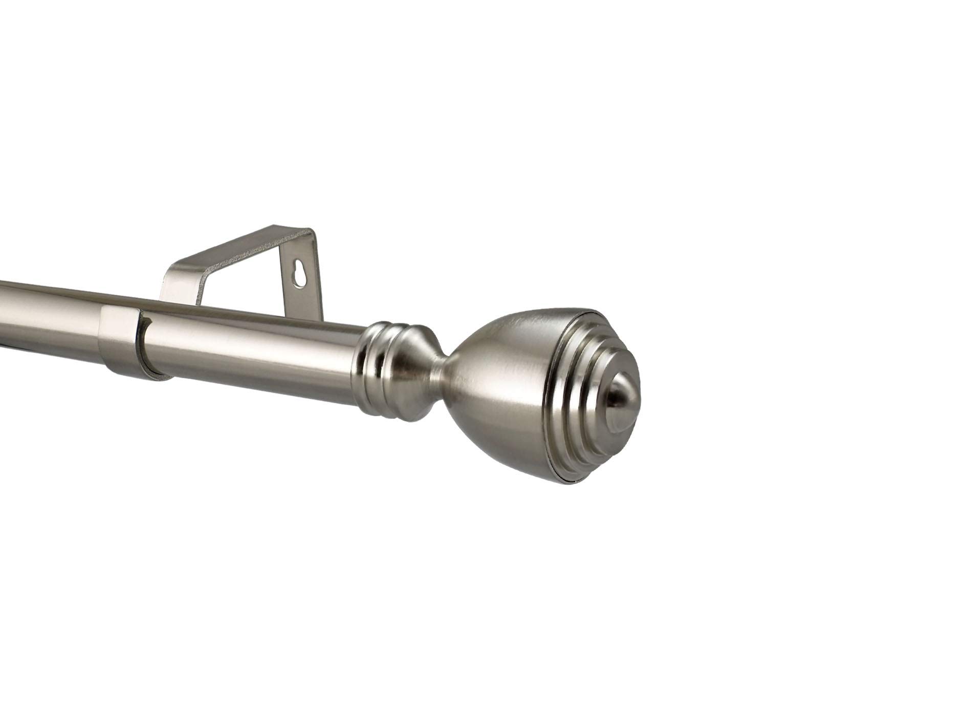 28mm Diameter Extendable Eyelet Metal Curtain Pole Metal Finials Brushed Chrome (3m - 4m Extendable, Vienna Finial)