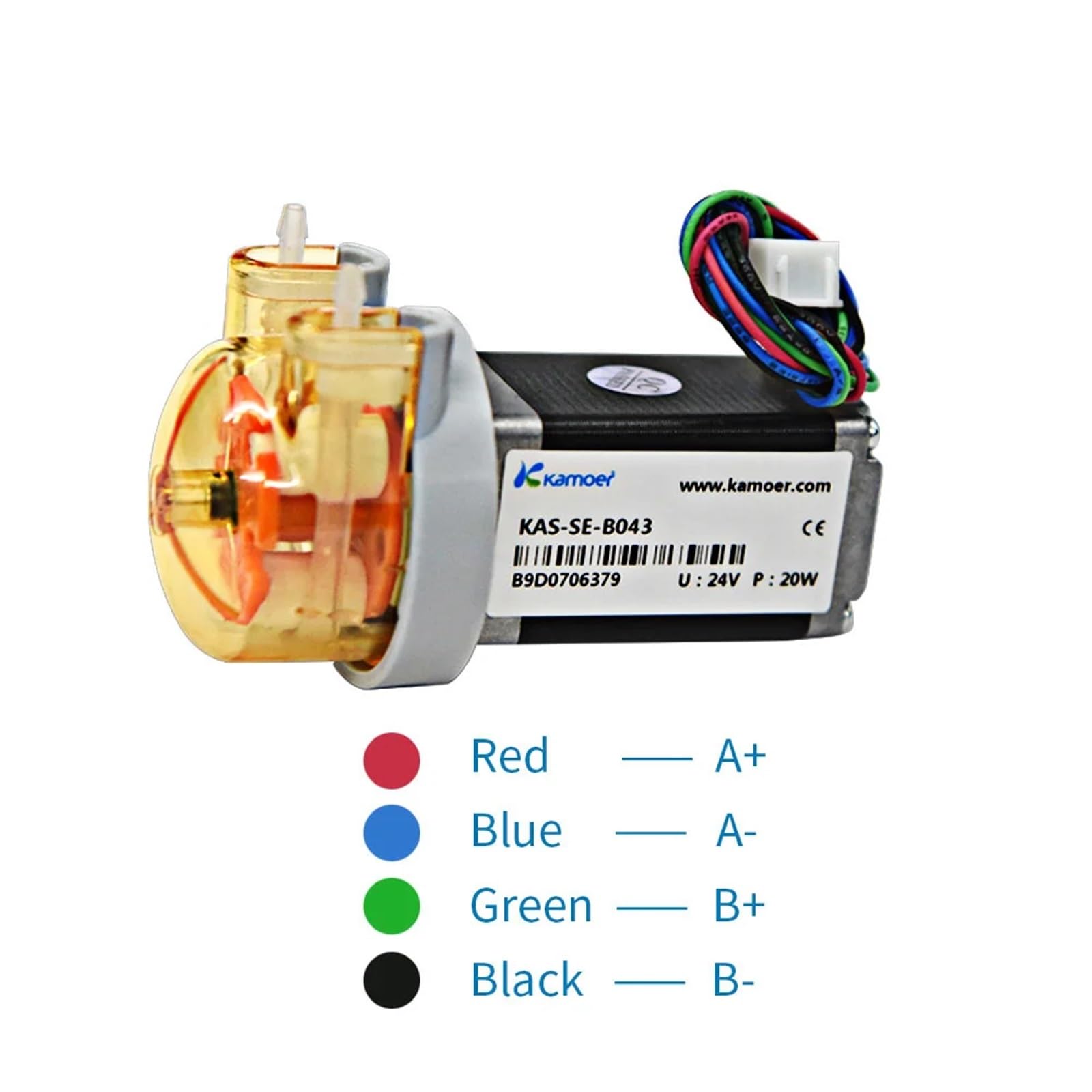 KAS Small Peristaltic Dosing Water Pump With Stepper Motor, 3 Rotors, Silicone/BPT Tube 12V/24V(B12,Sf-12v-3 Rotors)