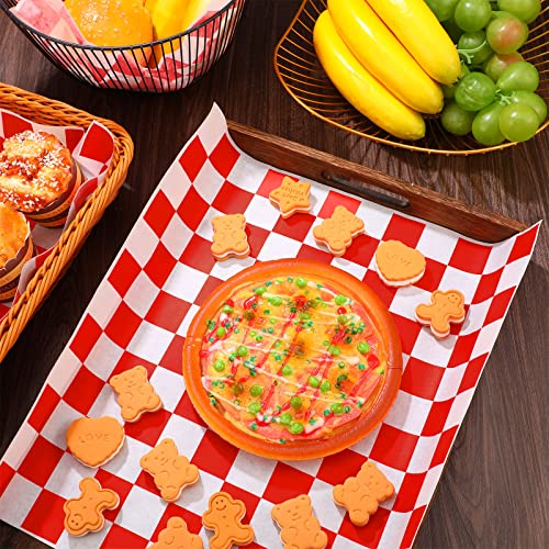 Honeydak 600 Pcs Sandwich Wrapping Paper Sheet 15x15 Checkered Food Wax Sheets Parchment Burgers Paper Basket Liner Grease Restaurant Wedding Party Supplies for Wrapping Bread BBQ - Image 3