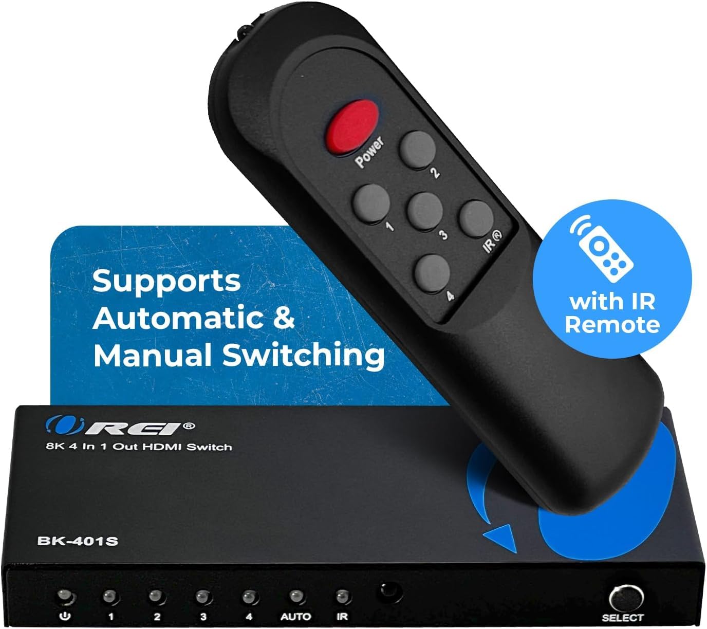 OREI Commutateur HDMI 4K 4 x 1, commutateur Arc Audio Extracteur Prend en Charge jusqu'à 4K 2K 30Hz 1080P IR Télécommande