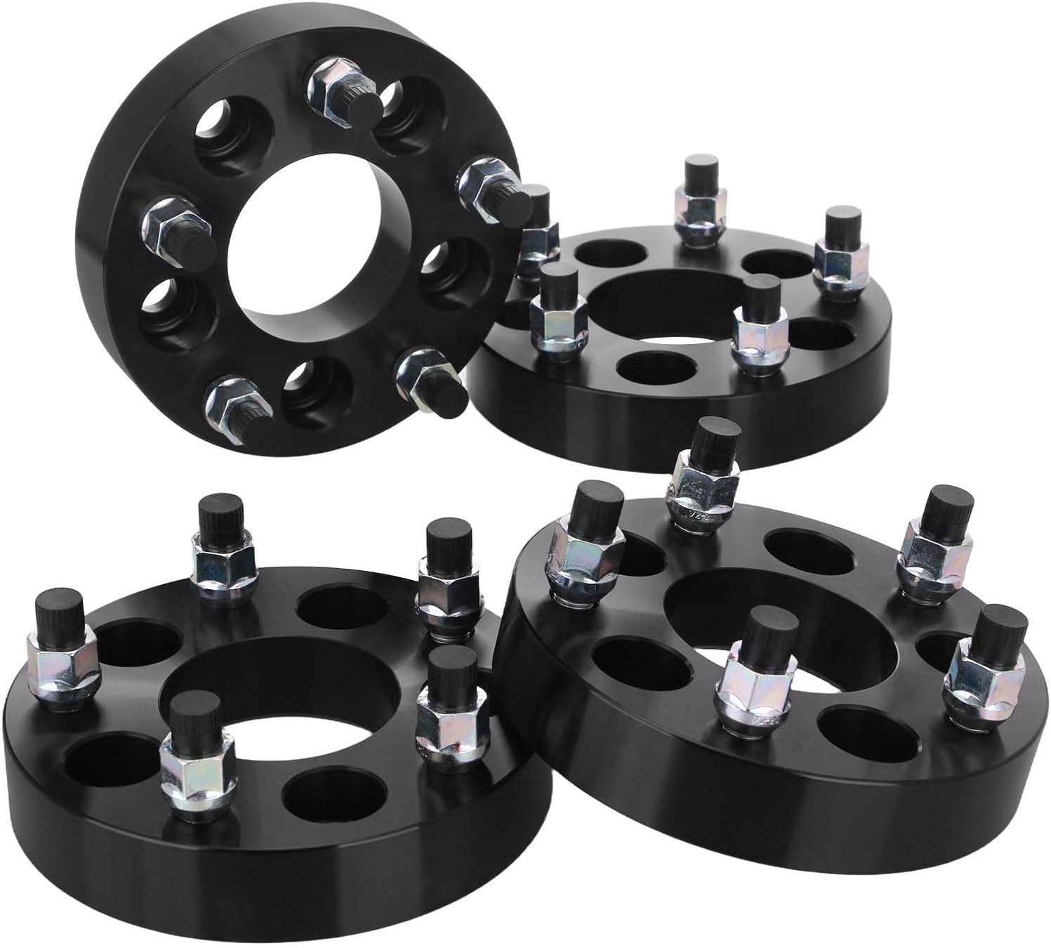 4PK 5x4.5" Wheel Spacers, 71.5mm Centric Hub Bore, 1/2-20 Studs Thread, 1.25" For Jeep Cherokee XJ KJ KK 1984-2013, For Ford Edge 2006-2014, Explorer 1990-2018, Mustang 1994-2014, Ranger 1983-2012