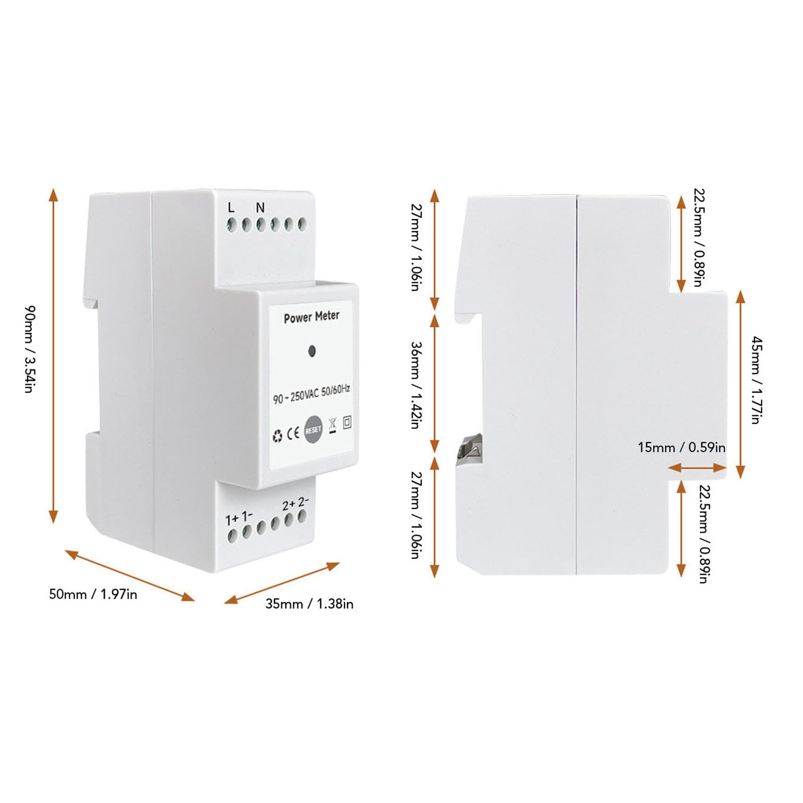 YWBL-WH Einphasiger Energiezähler, WLAN-BT 5.2-Leistungsmesser mit 80 A X 2 Stromzangen, Echtzeit-KWH-Überwachung für Solar-PV-Systeme, Energieverfolgung zu Hause über die Smart Life App
