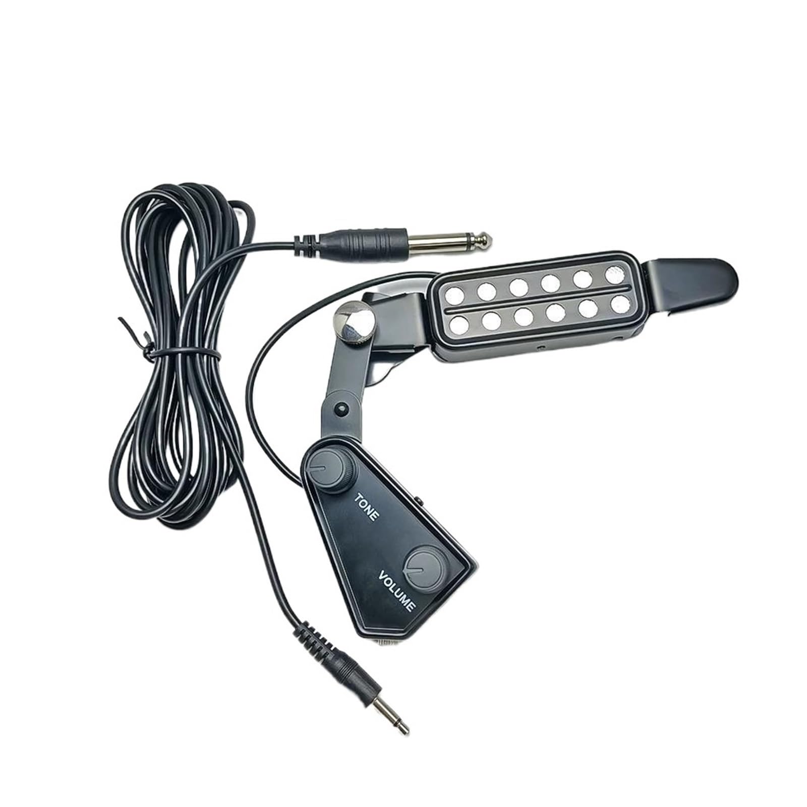Pickup Per Chitarra Acustica Pickup Per Foro Acustico Per Chitarra Acustica A 12 Fori Trasduttore Magnetico Con Regolatore Di Tono E Volume Cavo Audio(Chrome)