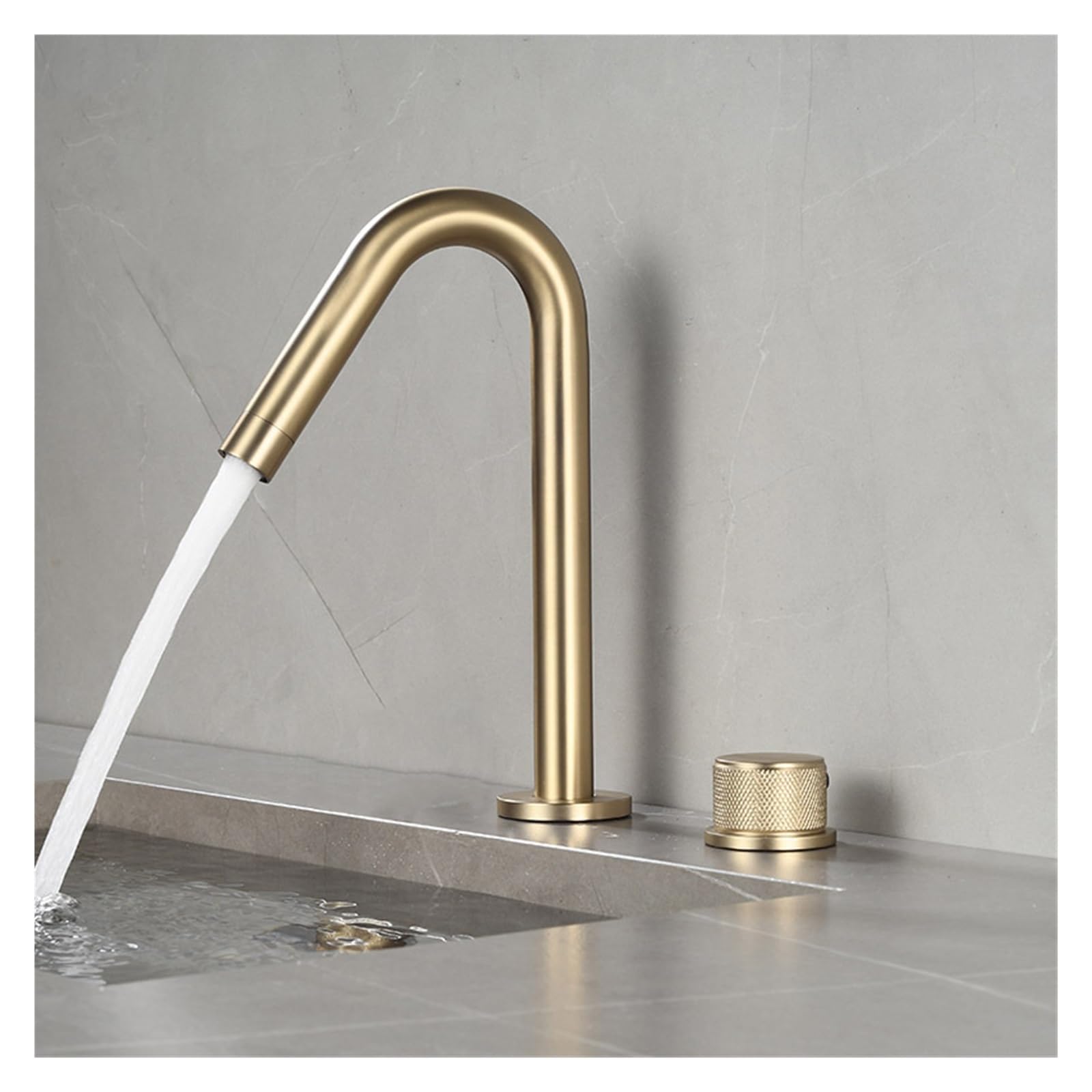 Faucet，Stenoc Bathroom Brushed Gold Brass Basin Faucet，