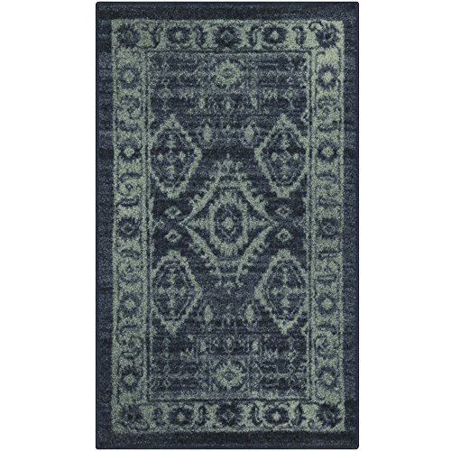 Maples Rugs Georgina Traditional Kitchen Non Skid Accent Area Rug [Made In Usa], Navy Blue/Green, 1'8 X 2'10 #TOP26
