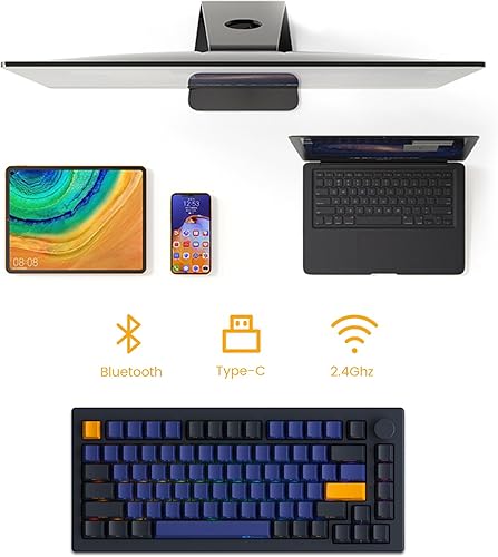 Miniatura 9 de Akko Teclado mecánico 5075B Plus 75 RGB intercambiable en caliente con perilla tema negro y cian con teclas de perfil ASA de doble disparo PBT con