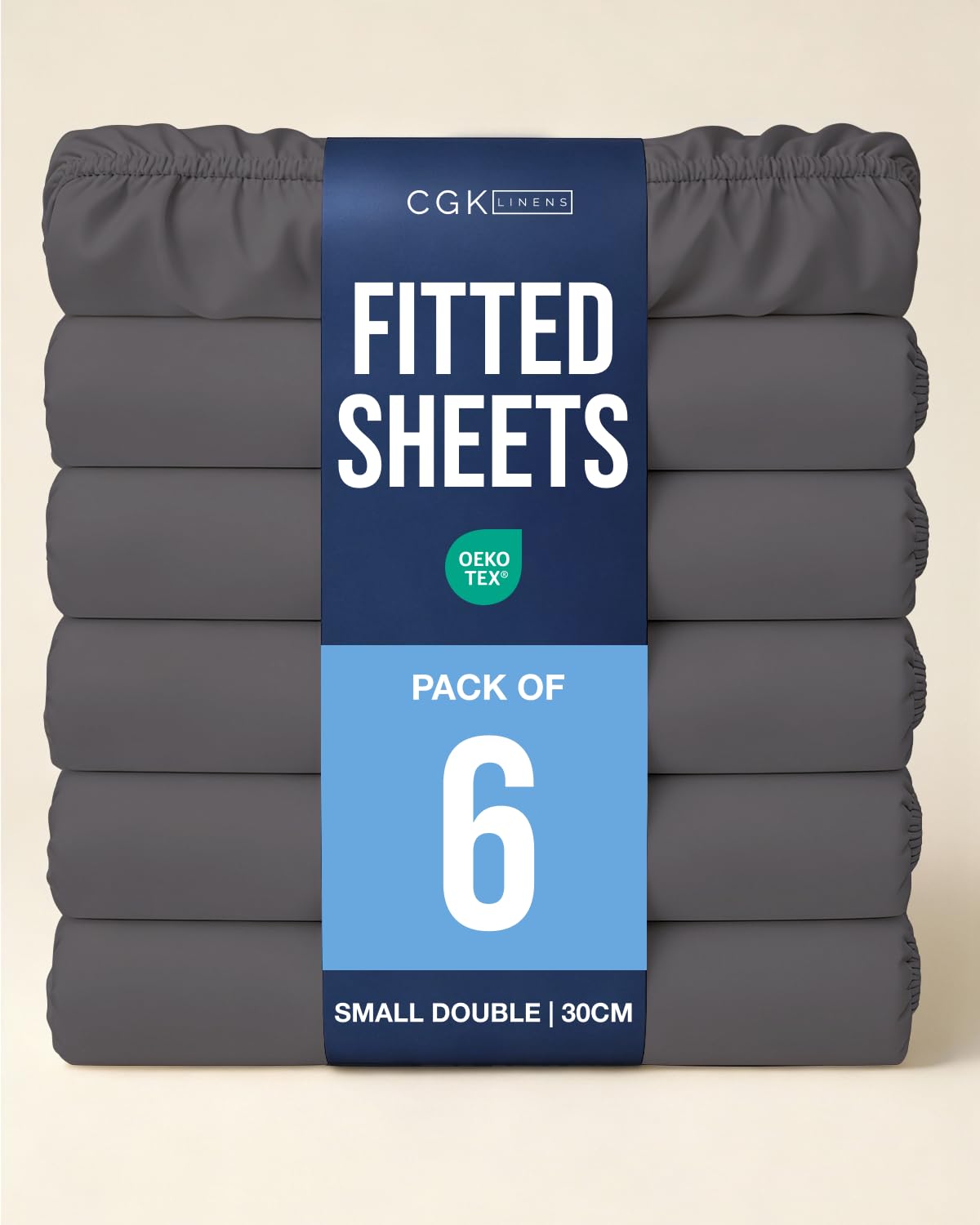 6 Pack Small Double Dark Grey Fitted Sheets 120x190cm - 30cm (12") Deep Pocket - Brushed Microfibre - Soft, Wrinkle & Fade Resistant Bed Sheets - Breathable, Hypoallergenic & OEKO-TEX Certified โ image 1