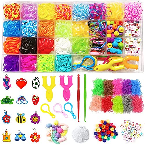 Befol Kit Bracelet Elastique 2500 Pièces Élastiques Bandes en Caoutchouc Kit Loom Bands Elastiques Kit de Métier à Tisser Bracelets Élastiques Rubber Loom Bands Kit pour le Bricolage Cover
